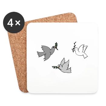 deaf pigeon dove animal animals wedding wedding1 - Coasters (set of 4) - white - Front