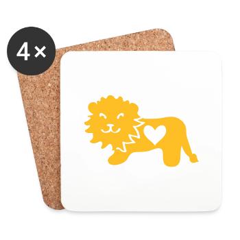 Lion avec le coeur - Dessous de verre (lot de 4) - blanc - Devant