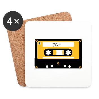 Kassette 70er - Untersetzer (4er-Set) - Weiß - Vorne