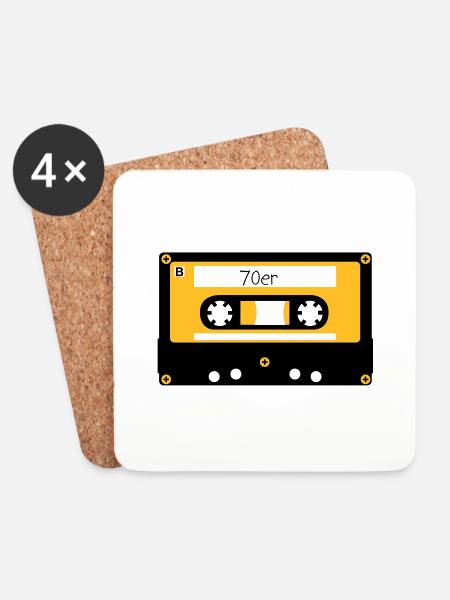 Kassette 70er - Untersetzer (4er-Set) - Weiß
