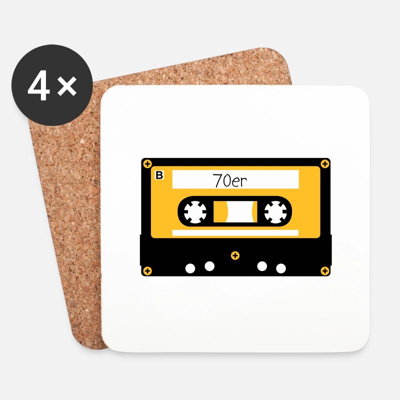 Kassette 70er - Untersetzer (4er-Set) - Weiß