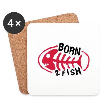 fish_born to fish_logo - Untersetzer (4er-Set) - Weiß - Vorne