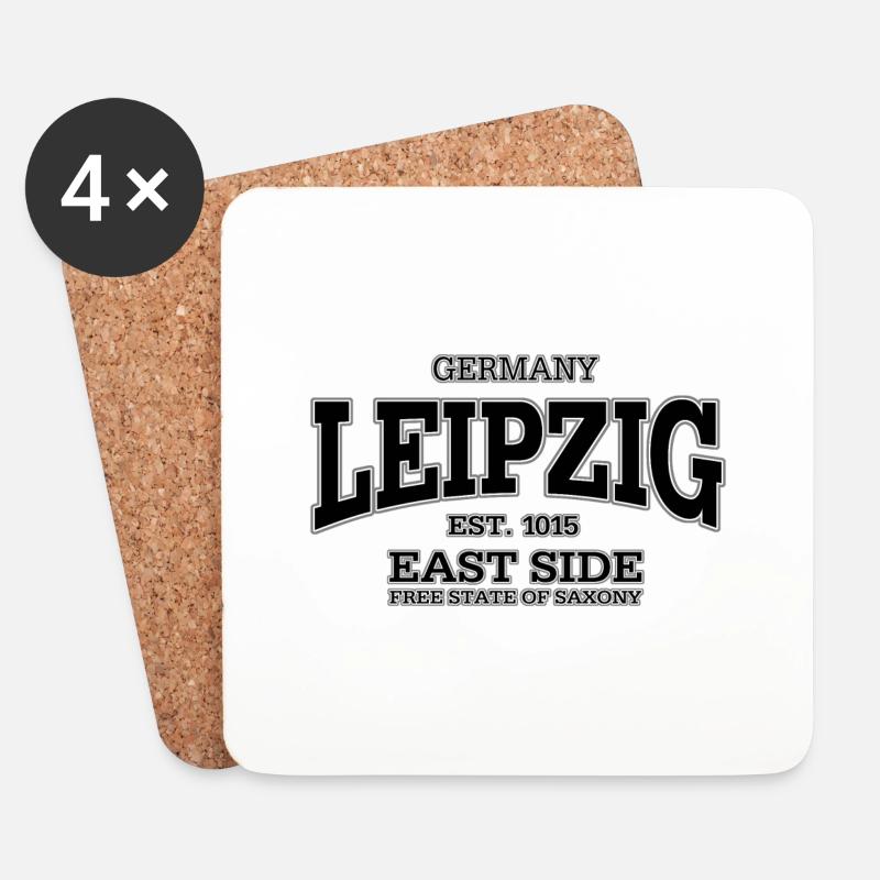 Leipzig (black) - Untersetzer (4er-Set) - Weiß