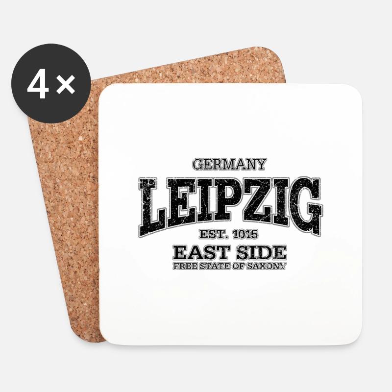 Leipzig (black oldstyle) - Untersetzer (4er-Set) - Weiß