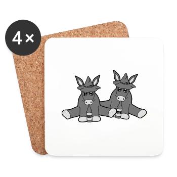 2 friends team bavaria hat beer alcohol - Coasters (set of 4) - white - Front