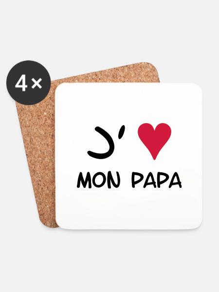 J'aime mon papa ! - Untersetzer (4er-Set) - Weiß