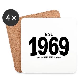 EST. 1969 Nineteen Sixty Nine - Coasters (set of 4) - white - Front
