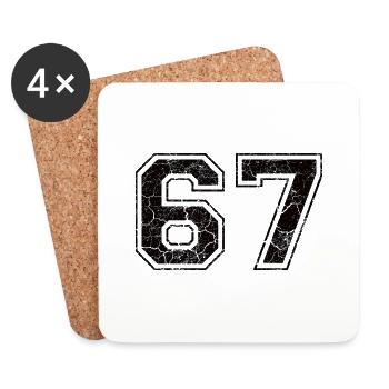 Number 67 in the grunge look - Coasters (set of 4) - white - Front