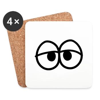 augen gesicht lustig comic cartoon clipart kopf tr - Untersetzer (4er-Set) - Weiß - Vorne