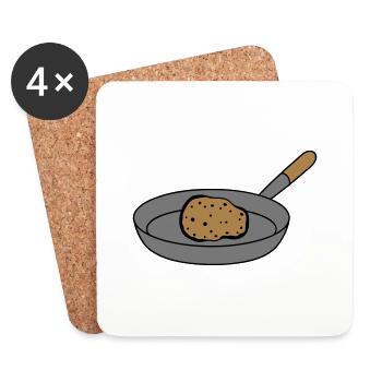 pan fried potato potato eat delicious cook k - Coasters (set of 4) - white - Front