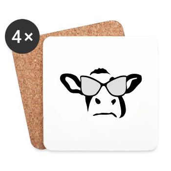 Kuh Kuh sunglass kuh Vaca mucca - Untersetzer (4er-Set) - Weiß - Vorne