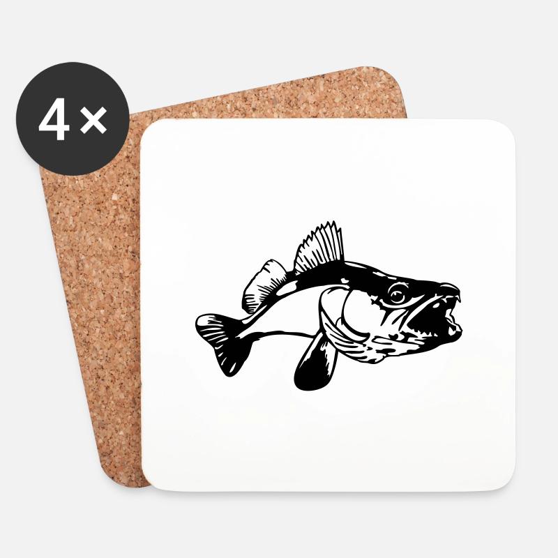 Zander mouth - Coasters (set of 4) - white