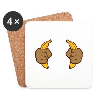2 mains de banane mangeant une banane pour garder la faim délicieuse - Dessous de verre (lot de 4) - blanc - Devant