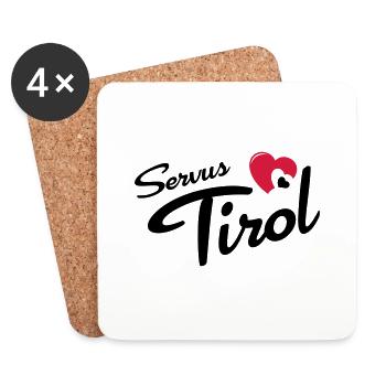 Servus Tyrol avec le coeur - Dessous de verre (lot de 4) - blanc - Devant