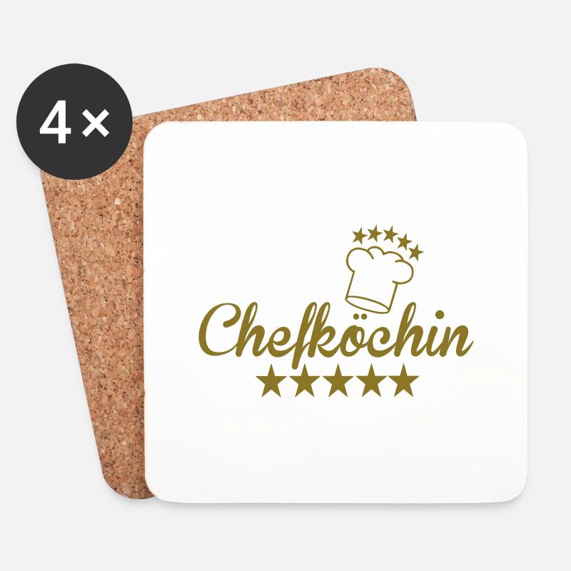 Chefköchin - Untersetzer (4er-Set) - Weiß