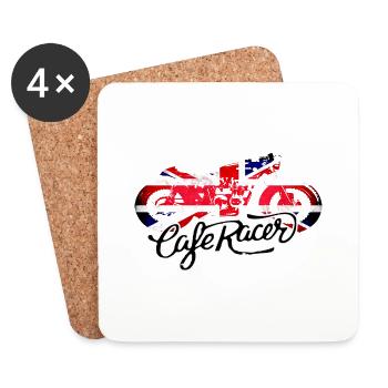Cafe Racer motorcycle - Coasters (set of 4) - white - Front