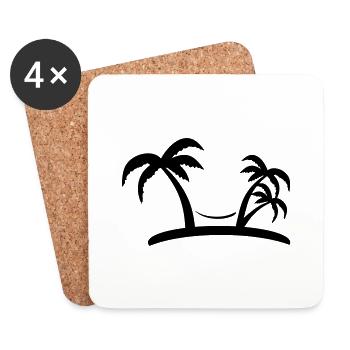 de palme - Dessous de verre (lot de 4) - blanc - Devant