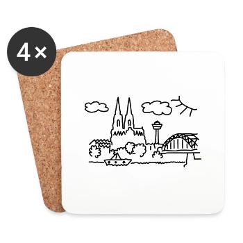Köln Panorama - Untersetzer (4er-Set) - Weiß - Vorne