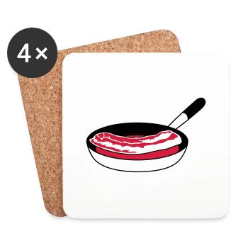 poêlée bacon jambon viande délicieux pendu - Dessous de verre (lot de 4) - blanc - Devant