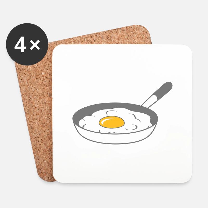 bratpfanne spiegelei kochen braten essen ei eigelb - Untersetzer (4er-Set) - Weiß