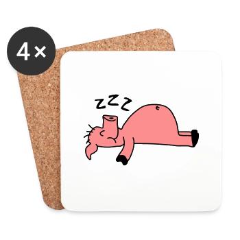 Sleeping Pig - Coasters (set of 4) - white - Front