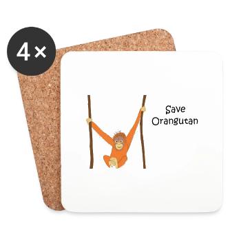 Orang Utan Orangutan Regenwald Affe Geschenk - Untersetzer (4er-Set) - Weiß - Vorne