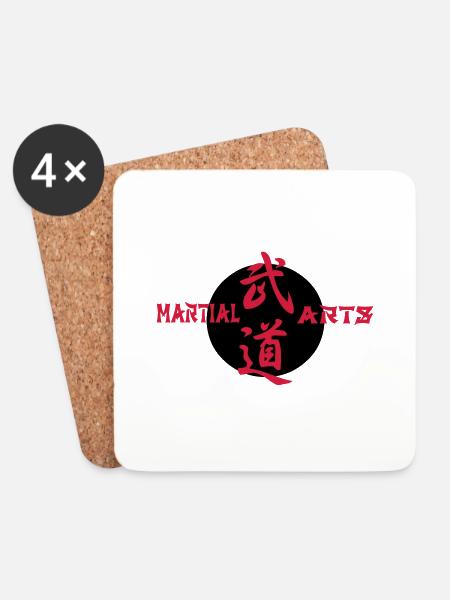 Martial Arts Schriftzeichen - Untersetzer (4er-Set) - Weiß