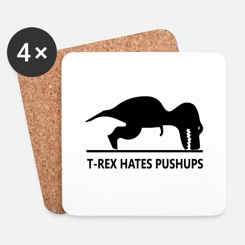 trex_hates_pushups - Untersetzer (4er-Set) - Weiß