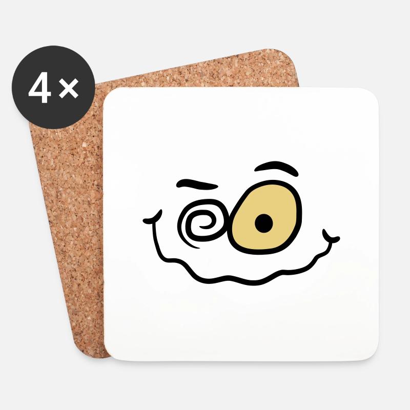 Verrücktes Lustiges Wahnsinniges Smiley Gesicht - Untersetzer (4er-Set) - Weiß