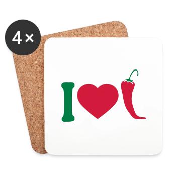 J'aime le piment piment Peperoni Herz Logo - Dessous de verre (lot de 4) - blanc - Devant