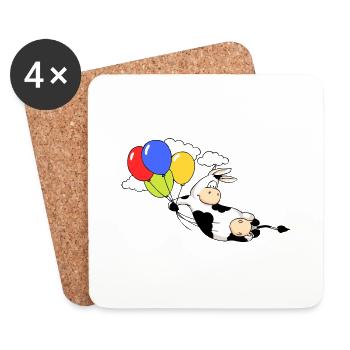 Cow Flying with Balloons - Untersetzer (4er-Set) - Weiß - Vorne