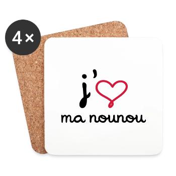 J'aime ma nounou - Dessous de verre (lot de 4) - blanc - Devant