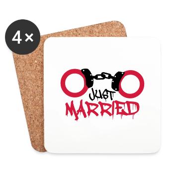 Just married handcuffed prisoner funny - Coasters (set of 4) - white - Front