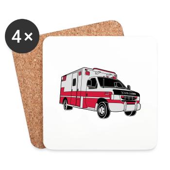 Ambulance / Rettungswagen - Untersetzer (4er-Set) - Weiß - Vorne