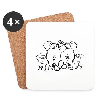 elefanten familie liebe paar paerchen 2 baby kind - Untersetzer (4er-Set) - Weiß - Vorne