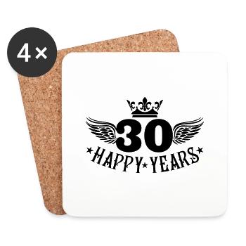 30 Happy Years - Untersetzer (4er-Set) - Weiß - Vorne
