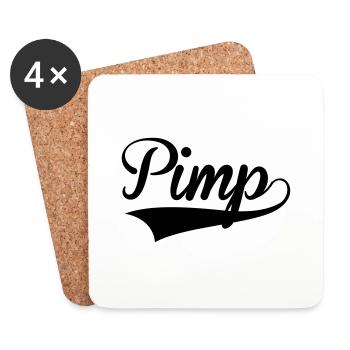 pimp retro college baseball style logo - Coasters (set of 4) - white - Front