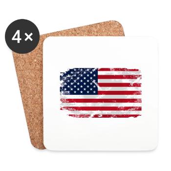 USA Flag - Vintage Look - Untersetzer (4er-Set) - Weiß - Vorne