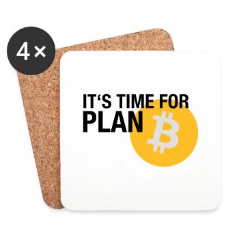 IT'S TIME FOR PLAN B (BITCOIN) - Untersetzer (4er-Set) - Weiß - Vorne