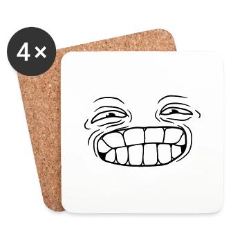 dessin animé sourire drôle visage tête yeux bouche zae - Dessous de verre (lot de 4) - blanc - Devant