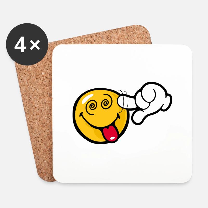 Smiley Stupid - Untersetzer (4er-Set) - Weiß
