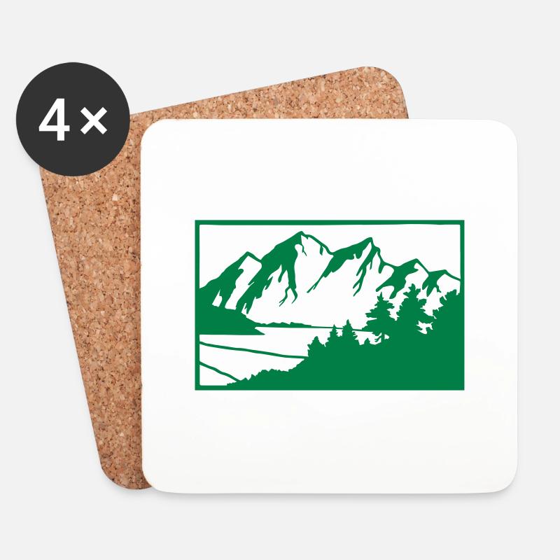 Berge - Untersetzer (4er-Set) - Weiß