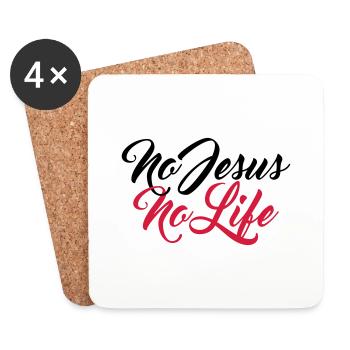 No jesus no life team crew friends live faith chri - Coasters (set of 4) - white - Front
