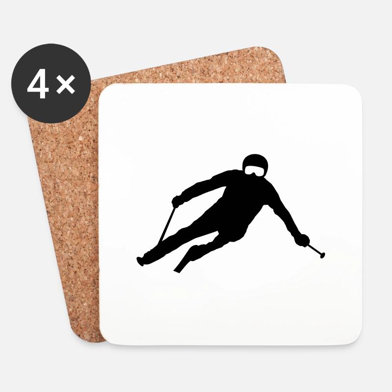 Sport - Skifahrer - Untersetzer (4er-Set) - Weiß