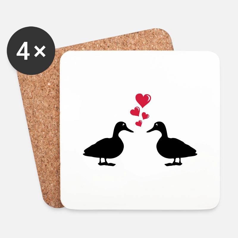 ducks_in_love_01 - Untersetzer (4er-Set) - Weiß