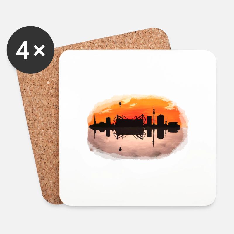 Skyline Dortmund - Dessous de verre (lot de 4) - blanc