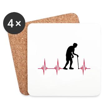 Heartbeat EKG grandpa - Dessous de verre (lot de 4) - blanc - Devant