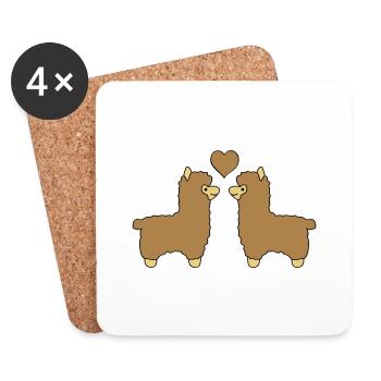 lama alpaca comic love - Untersetzer (4er-Set) - Weiß - Vorne