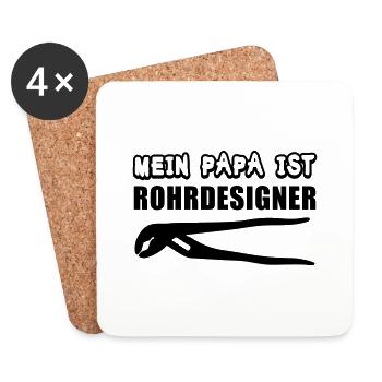 Rohrdesigner Papa - Untersetzer (4er-Set) - Weiß - Vorne