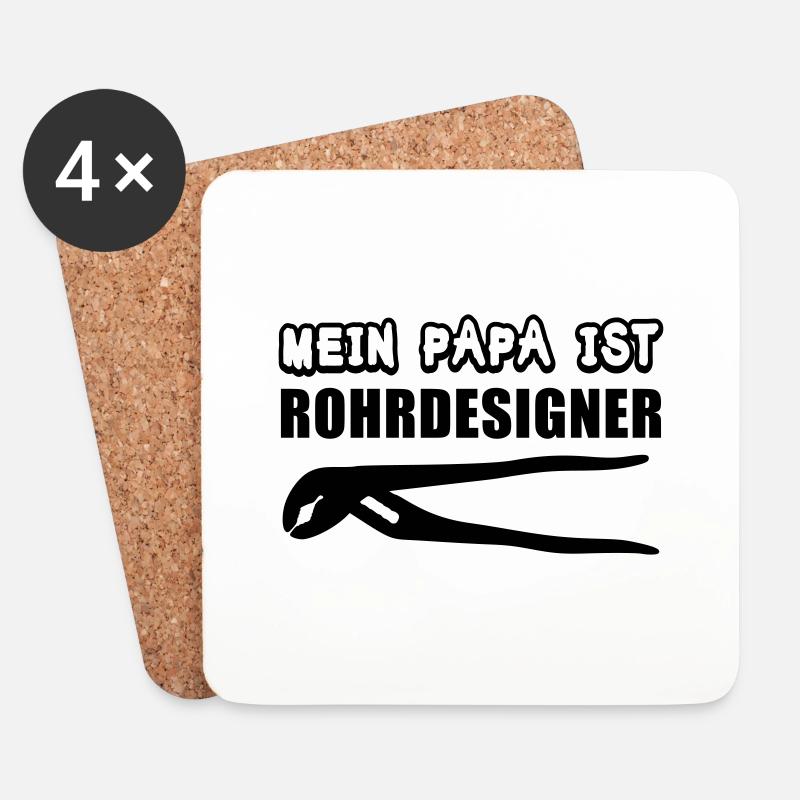 Rohrdesigner Papa - Untersetzer (4er-Set) - Weiß